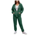 thumbnail image 1 of felwors Womens Sweatsuits 2 Piece Set Tracksuit 2025 Trendy Fall Long Sleeve Zip Up Sweatshirt And Sweatpants Jogger Sweatsuit Green, L, 1 of 4
