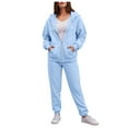 thumbnail image 1 of felwors Womens Sweatsuits 2 Piece Set Tracksuit 2025 Trendy Fall Long Sleeve Zip Up Sweatshirt And Sweatpants Jogger Sweatsuit Sky Blue, S, 1 of 4
