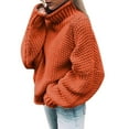 thumbnail image 1 of felwors Womens Turtleneck Oversized Sweaters Batwing Long Sleeve Pullover Loose Knit Jumper Orange, XXXL, 1 of 5