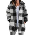thumbnail image 1 of felwors Womens Winter Coats Trendy Fuzzy Fleece Hoodies Open Front Fall Sherpa Jackets Warm Plaid Cardigans Casual Outerwear Grey, XXL, 1 of 7