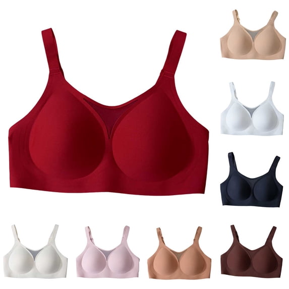 felwors Womens Wireless Bras V Mesh Comfortable Bralette Supportive Tshirt Bra No Underwire Seamless Push Up Everyday Bras (Light Pink, 0XL)