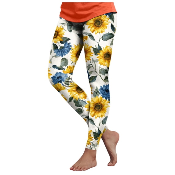 felwors Womens Yoga Pants Soft Comfortable Full Length Leggings High Waist Athletic Workout Tights Yellow M