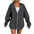thumbnail image 1 of felwors Womens Zip Up Hoodies Plus Size Long Sleeve Hooded Sweatshirts Fall Winter Casual Fashion Jacket with Pockets Grey, M, 1 of 4