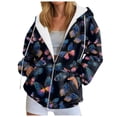 thumbnail image 1 of felwors Zip Up Hoodie Women Butterfly Graphic Hoodies Long Sleeve Oversized Y2K Sweatshirts Cute jackets Plus Size for Girls Black, S, 1 of 7