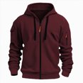 thumbnail image 1 of felwors Zip Up Hoodie for Men Cargo Sweatshirt Military Tactical Jacket Vintage Workout Running Active Hoodies with Pockets Wine for Size M, 1 of 8