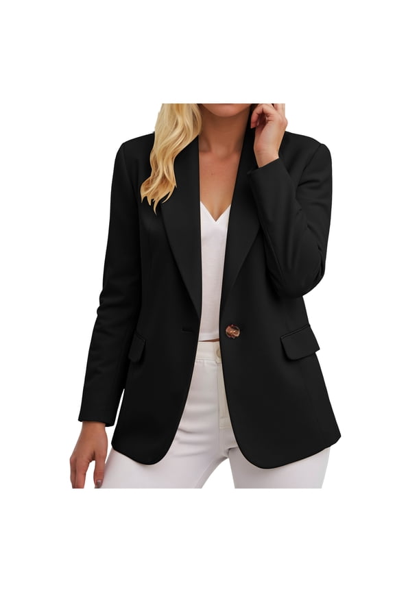 Womens Blazers for Work Casual Business Open Front Solid Blazers Summer Lightweight Lapel Draped Office Suit Jackets Black, XL