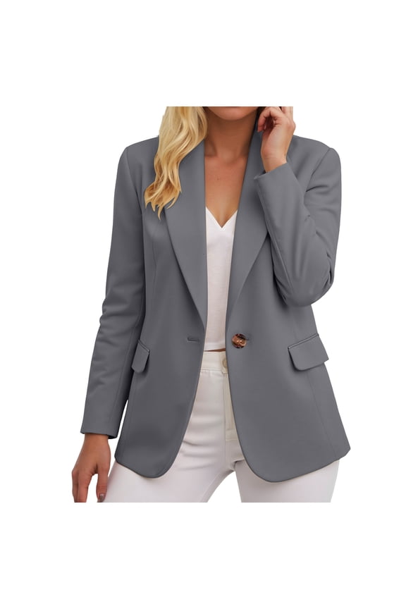 Womens Blazers for Work Casual Business Open Front Solid Blazers Summer Lightweight Lapel Draped Office Suit Jackets Dark Gray, XL