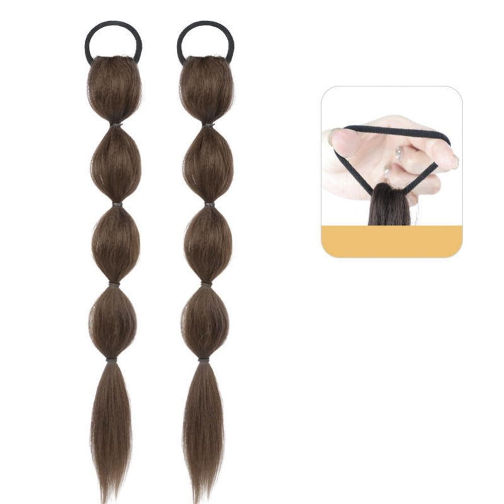 female Bubble Plait synthetic Wig Double Ponytail Hair Extension Sweet Cool simulation Hair Natural temperament artificial wig