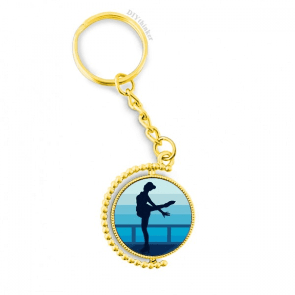 female skating winter sport illustration metal connector key chain  accessory en keyholder