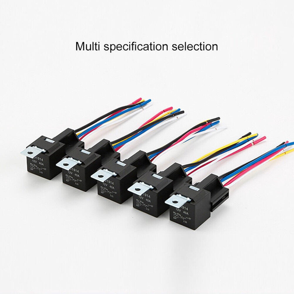QitinDasen 5-Pin Car Relay Kit – 12V 40A SPDT Auto Relay With Socket & Wires For Truck, Boat, Moto