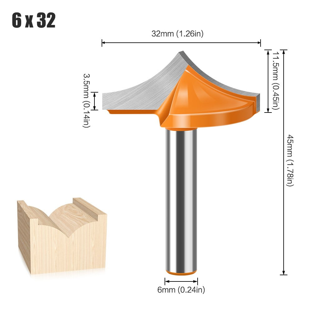 fengchenda 6Mm//4” Shank Classical Round Nose Point Cut Wood Router Bit ...