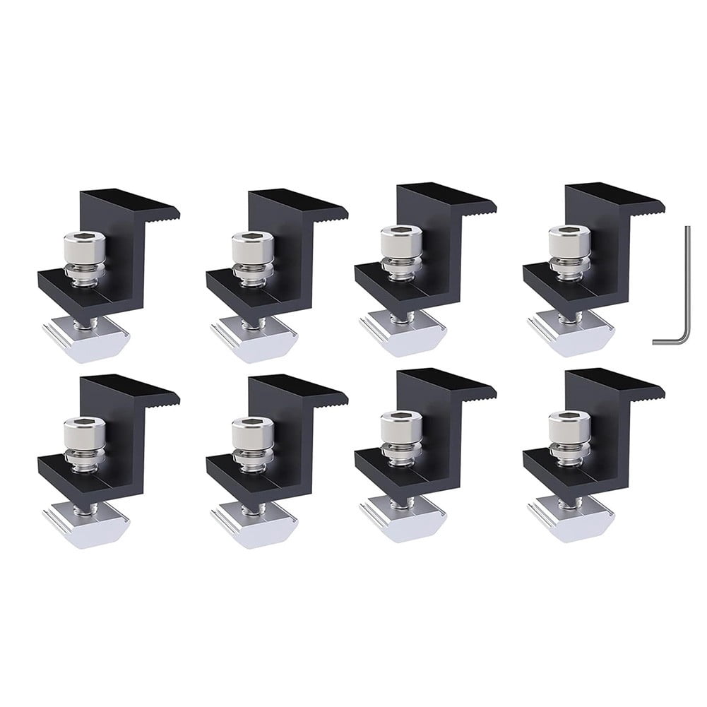 fengchenda 8Pcs Solar Module Brackets End Clamps Solar Panel Attachment With M8 Slot Wrench