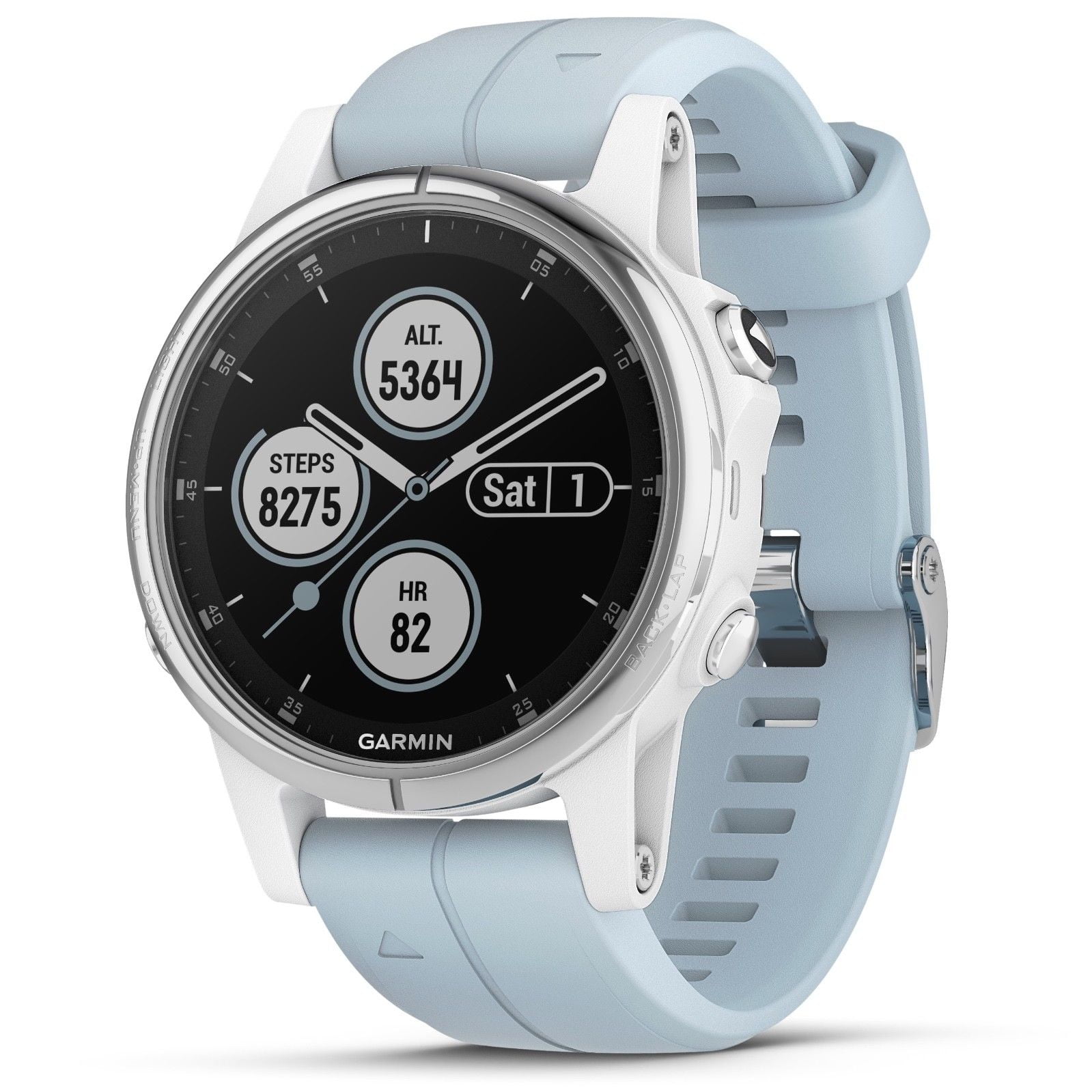 Garmin Fénix 5S Plus HR Silver blanche avec bracelet bleu lagon -  010-01987-23 - Montres Outdoor et GPS - IceOptic