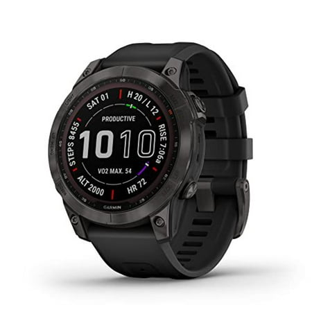 fenix 7 Sapphire Solar, Carbon Gray DLC Titanium with Black Band