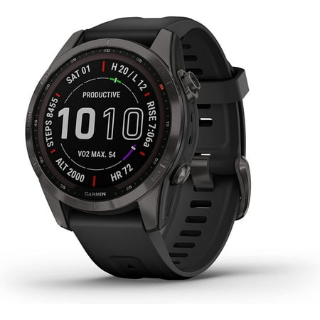 fenix 7S Sapphire Solar, Carbon Gray DLC Titanium with Black Band