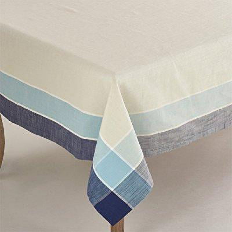 fennco styles azure blue striped design tablecloth, 72-inch square