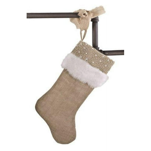fenncostyles.com Holiday Décor Jute Design Natural Christmas Stocking, One Piece