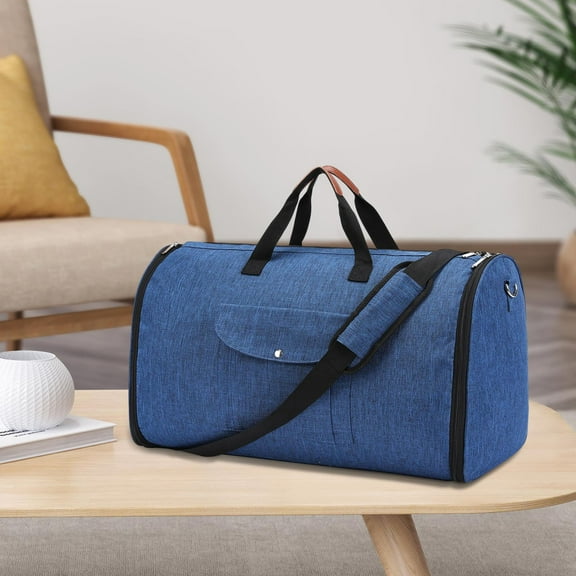 fenteer 2 in 1 Hanging Dress Suitcase Traveling Large Suit Bag for Outdoor Women Men Blue