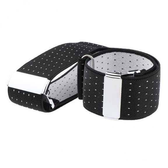 fenteer 2xAnti-slip Elastic Shirt Sleeve Holders Polka Dot Armbands Garters Black2 2 Pcs