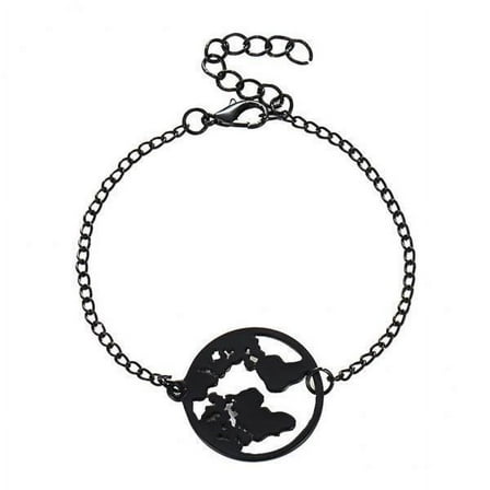 fenteer 2xRetro Round Pendant Women Adjustable Chain Bracelet Charm Jewelry Black 2 Pcs