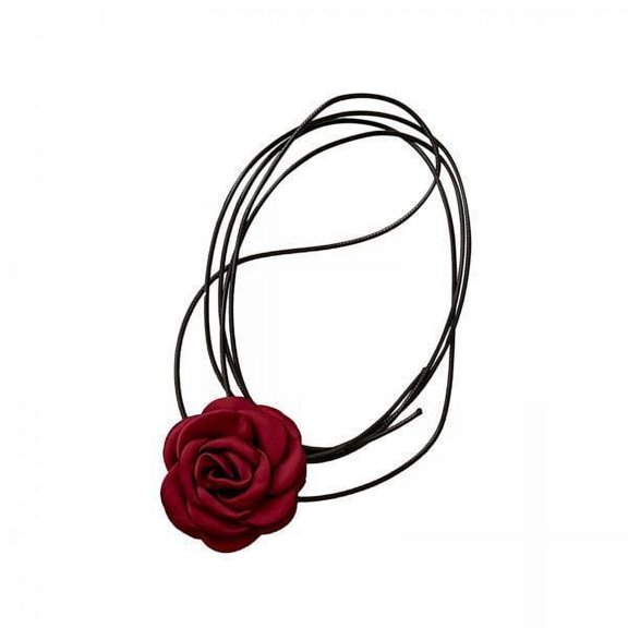 fenteer 3xFlower Choker Necklace for Women Lace up Choker for Holiday Wedding Birthday Red 3 Pcs