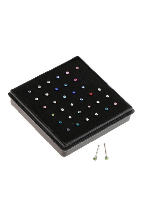 4x36 Pieces 316L Stainless Steel Nose Stud Rings Body Piercings Straight Bar 4 Pcs
