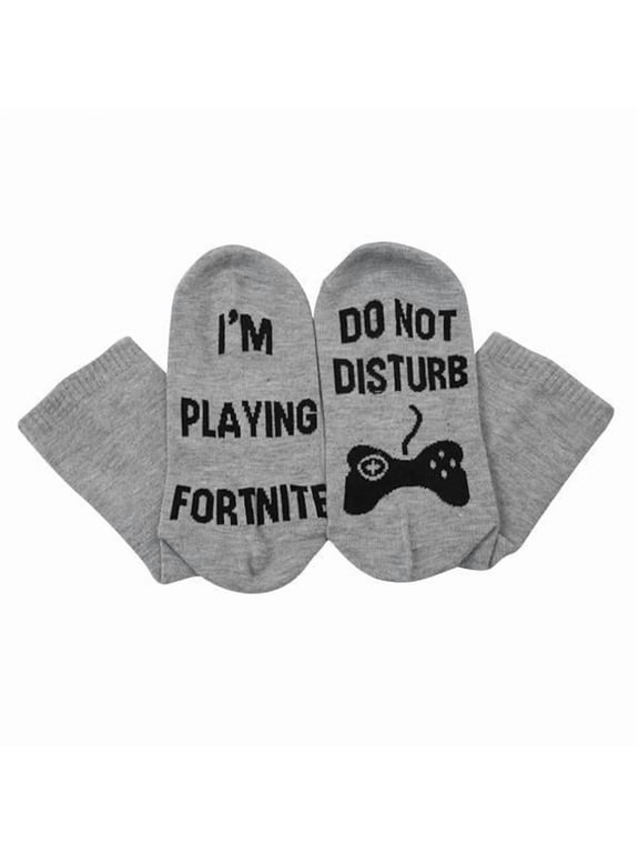 4xDO NOT DISTURB I'M GAMING Novelty Cotton Socks for Gray+Black Tall 4 Pcs