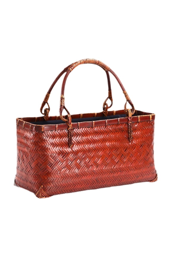 Bamboo Woven Tote Bag Casual Pouch Handwoven Handbag for B