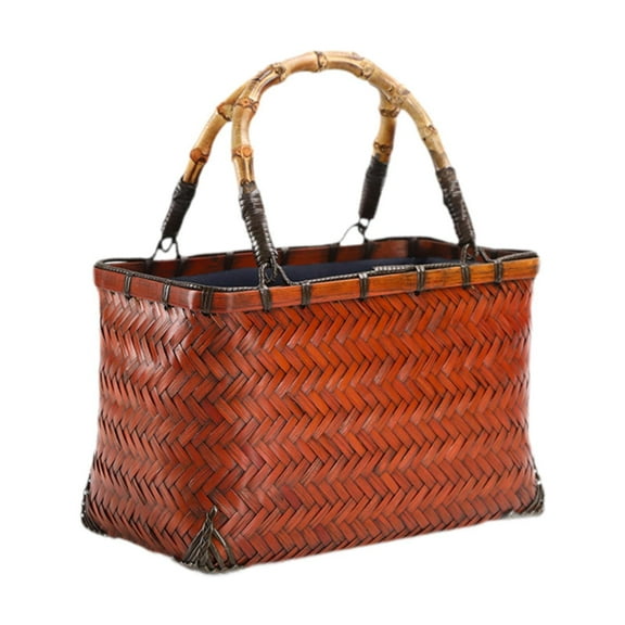 fenteer Bamboo Woven Tote Bag Casual Pouch Handwoven Handbag for D