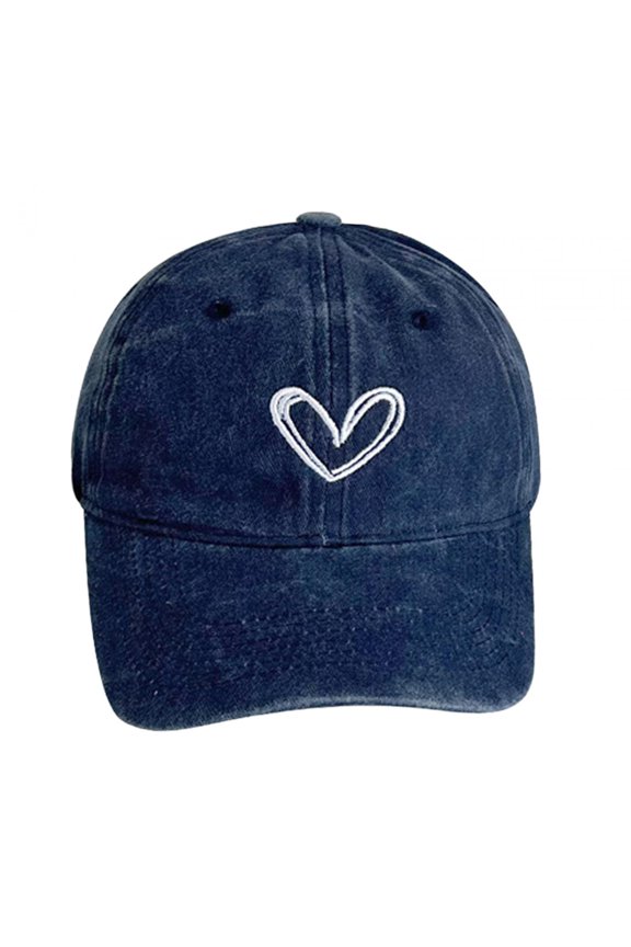 Baseball Cap Embroidered Heart Painter Hat Casual Peaked Hat Summer Cap Headwear Navy Blue B