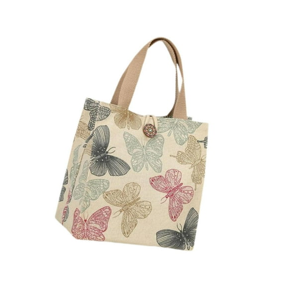 fenteer Canvas Tote Bag Lightweight Cute Handbag for Office Party Shopping Butterfly