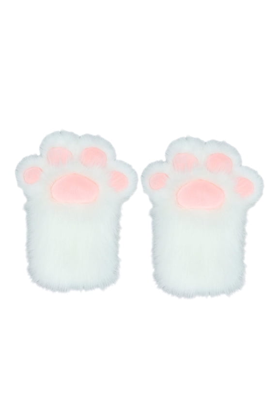 Cat Paws Gloves Animal Claws Cosplay Cute Stuffed for Party Dress up Carnivals Pink Pads White