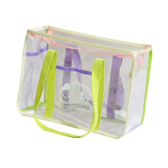 fenteer Clear Tote Bag Large Capacity PVC Beach Tote for Sports Game Picnic Swimming Handle