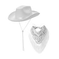 thumbnail image 1 of fenteer Cowboy Hat and Bandana Panama Hat Sun Hat with Adjustable Chin Strap Costume Hat White, 1 of 8