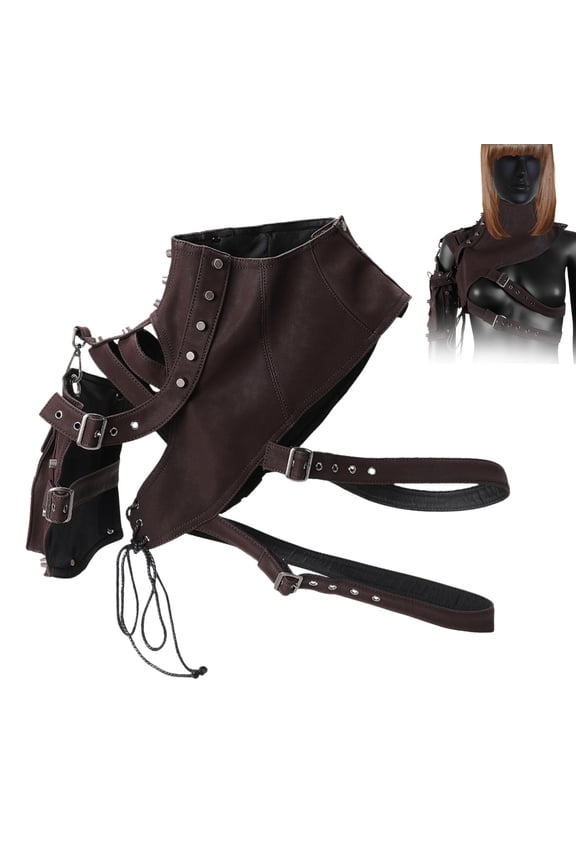 Gothic Steampunk Shoulder Bag Comfortable Dressing up Metal Rivets for Women Normal Coffee