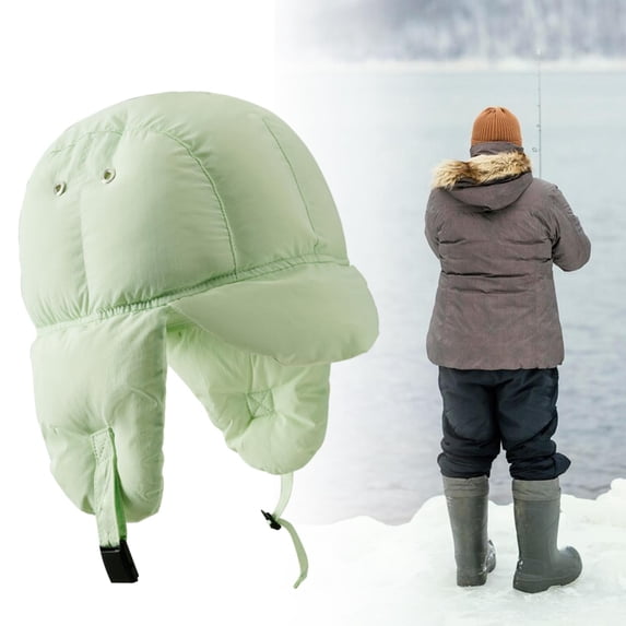 fenteer Hat with Earflaps Ear Protection Baseball Cap Fashionable Warm Hat with Peak Green