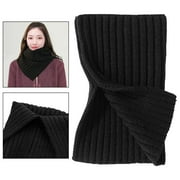 fenteer Knitted Neck Warmer Scarf Lightweight Soft Warm Neckerchief for Cold Weather Black