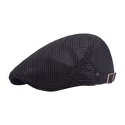 fenteer Men's Flat Cap, Newsboy Hat, Adjustable Forward Cap, Male Cabbie Hat, Breathable Black