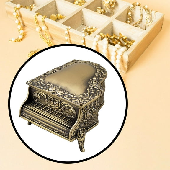 fenteer Metal Jewelry Box Antique Trinket Storage Organizer Small Treasure Chest Box 9.5x7.4x5.2cm
