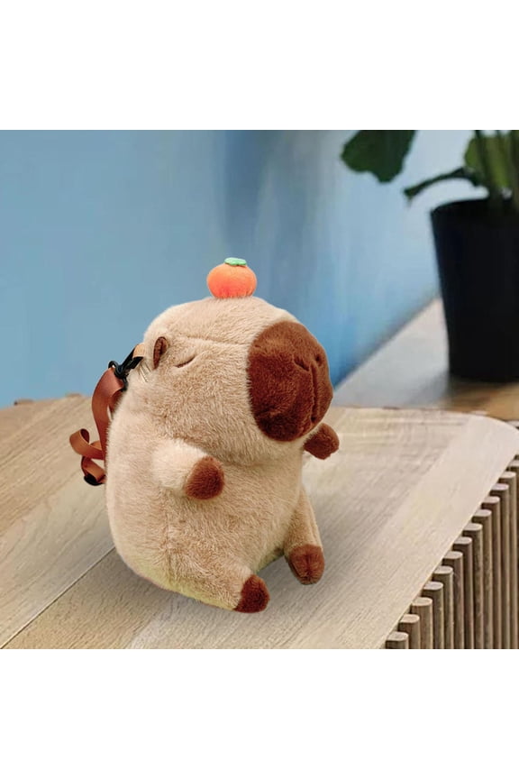 Plush Capybara Backpack Funny Casual Lightweight Fashion Stuffed Animal Backpack Khaki