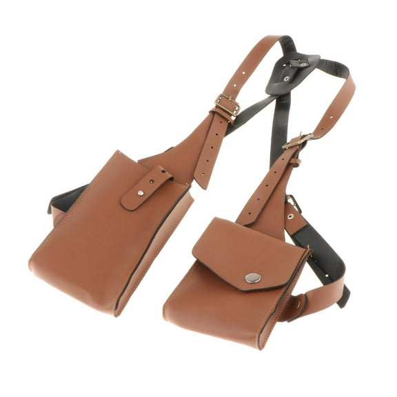 fenteer Shoulder Harness Bag Armpit Bag Underarm Purse Bag for Hiking Camping Sports Brown