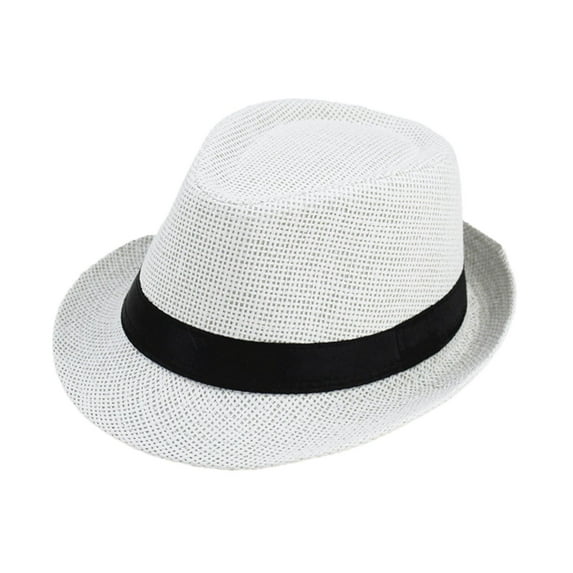fenteer Straw Hat Chic Breathable Casual Sun Protection Hat for Gift Parties Fishing White Child