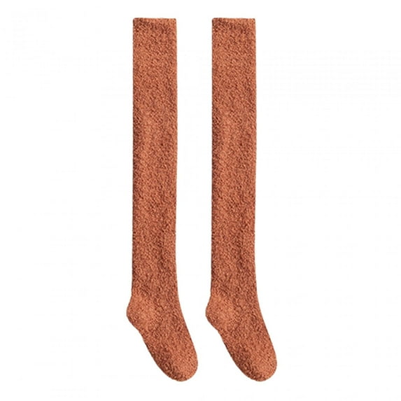 fenteer Thigh High Socks Leg Warmers Winter Warm Costume Sleeping Socks Foot Wrap Boot Stockings over Knee Socks for Home Living Room Orange Red