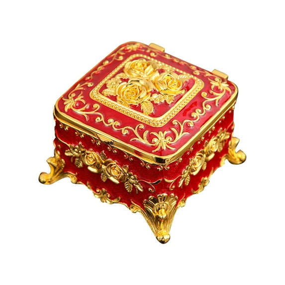 fenteer Vintage Jewelry Box Creative Small Trinket Box for Jewelry Necklace Earrings red