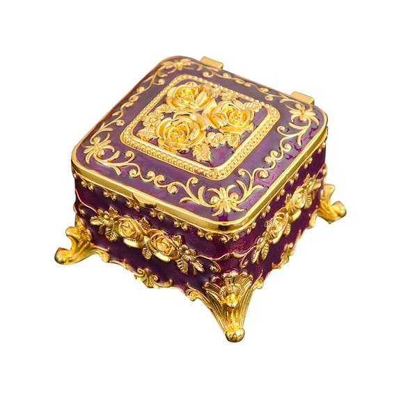 fenteer Vintage Jewelry Box Creative Small Trinket Box for Jewelry Necklace Earrings violet