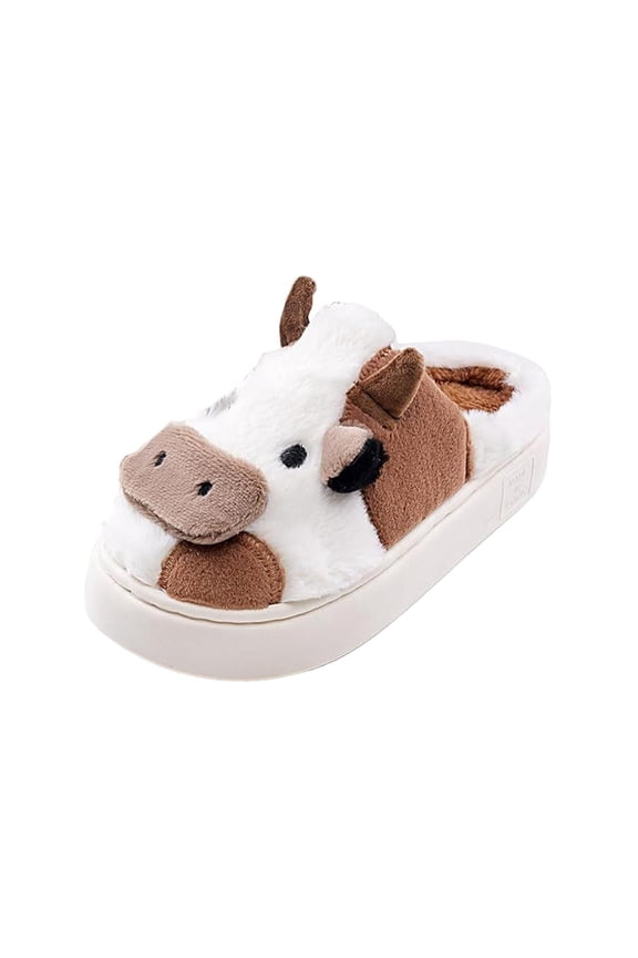 Winter Cow Plush Slippers Adorable Animal Indoor Shoes for Home Dorm Friends EU Size 44 to 45