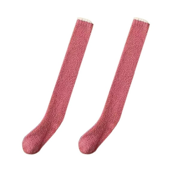 fenteer Women Knee High Socks over Knee Girls Long Stocking for Dorm Home Study Room Red