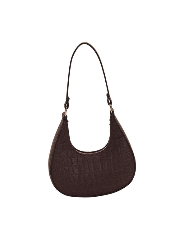Women Underarm Bag Casual Fashion Medium Size with Zipper Purse Shoulder Bag Brown
