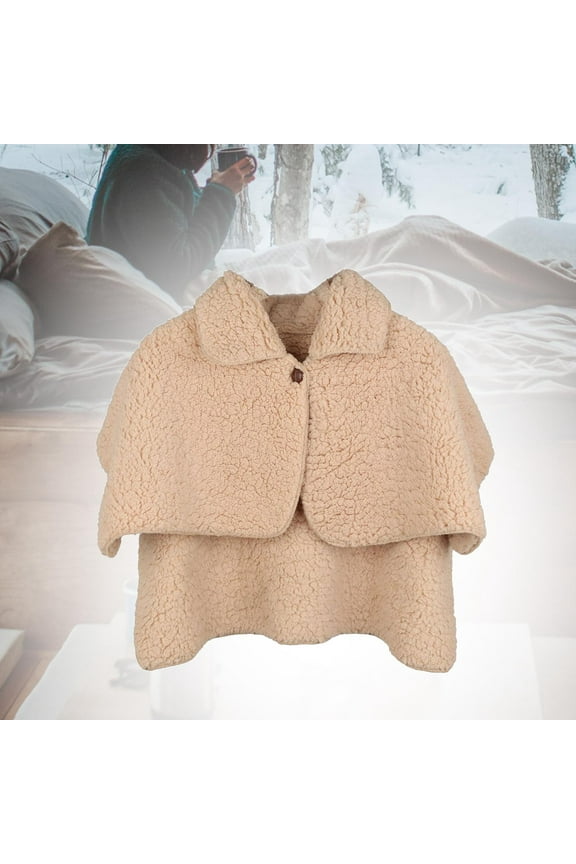 Women Winter Shawl Wrap Shoulder Cape Fleece Shawl for Travel Bedroom Home apricot
