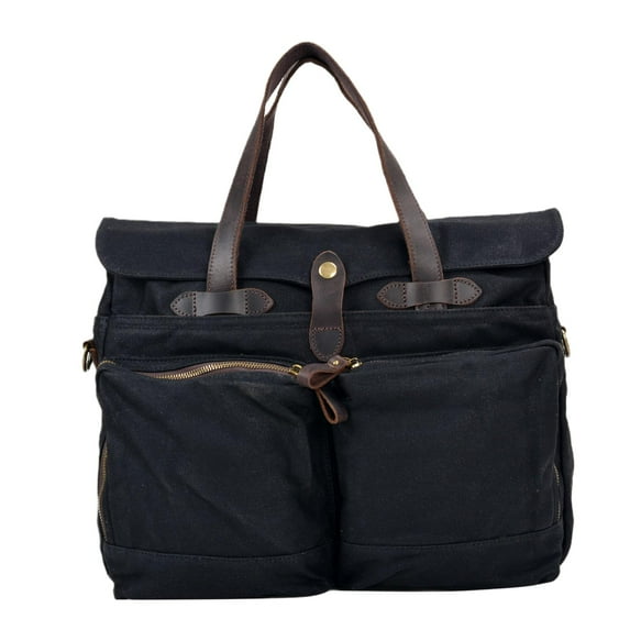 fenteer men\'s waterproof canvas briefcase - casual and stylish large capacity file bag Black